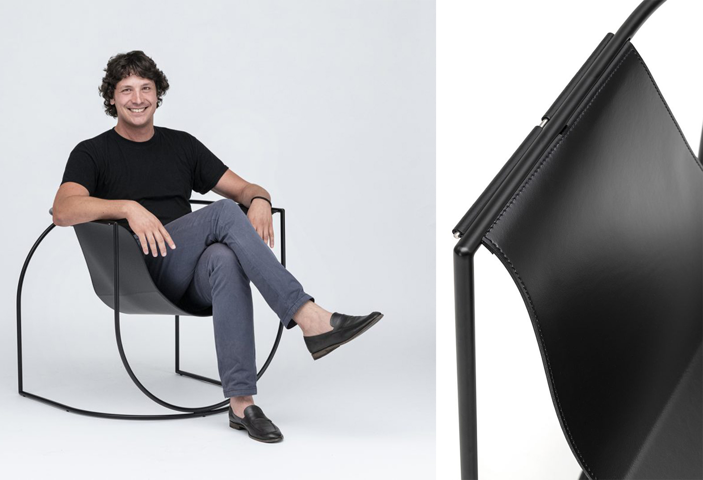 Designer Marco Levit and the Lemni armchair for Living Divani. Photos c/o Living Divani. 