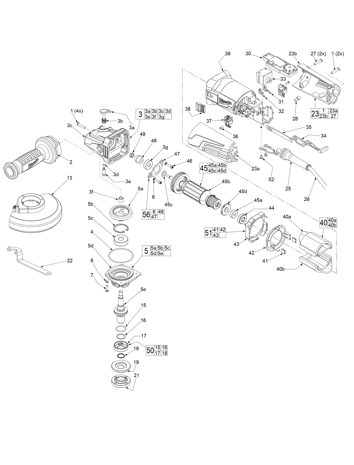 Milwaukee cordless grinder online parts list