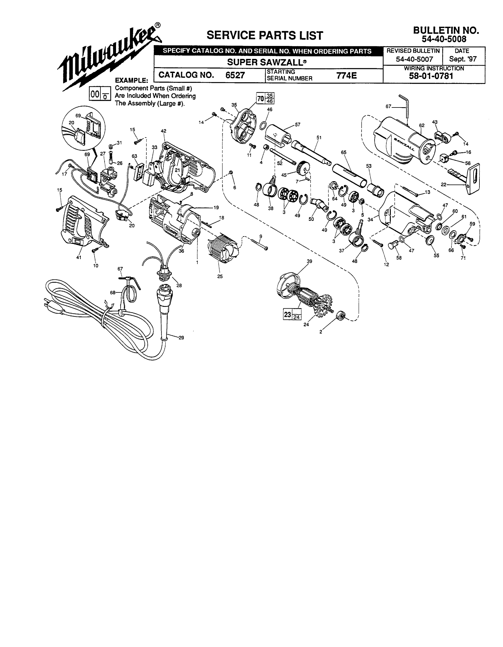 Milwaukee 6527_774E Super Sawzall 6527 Serial Number Starting At 774E