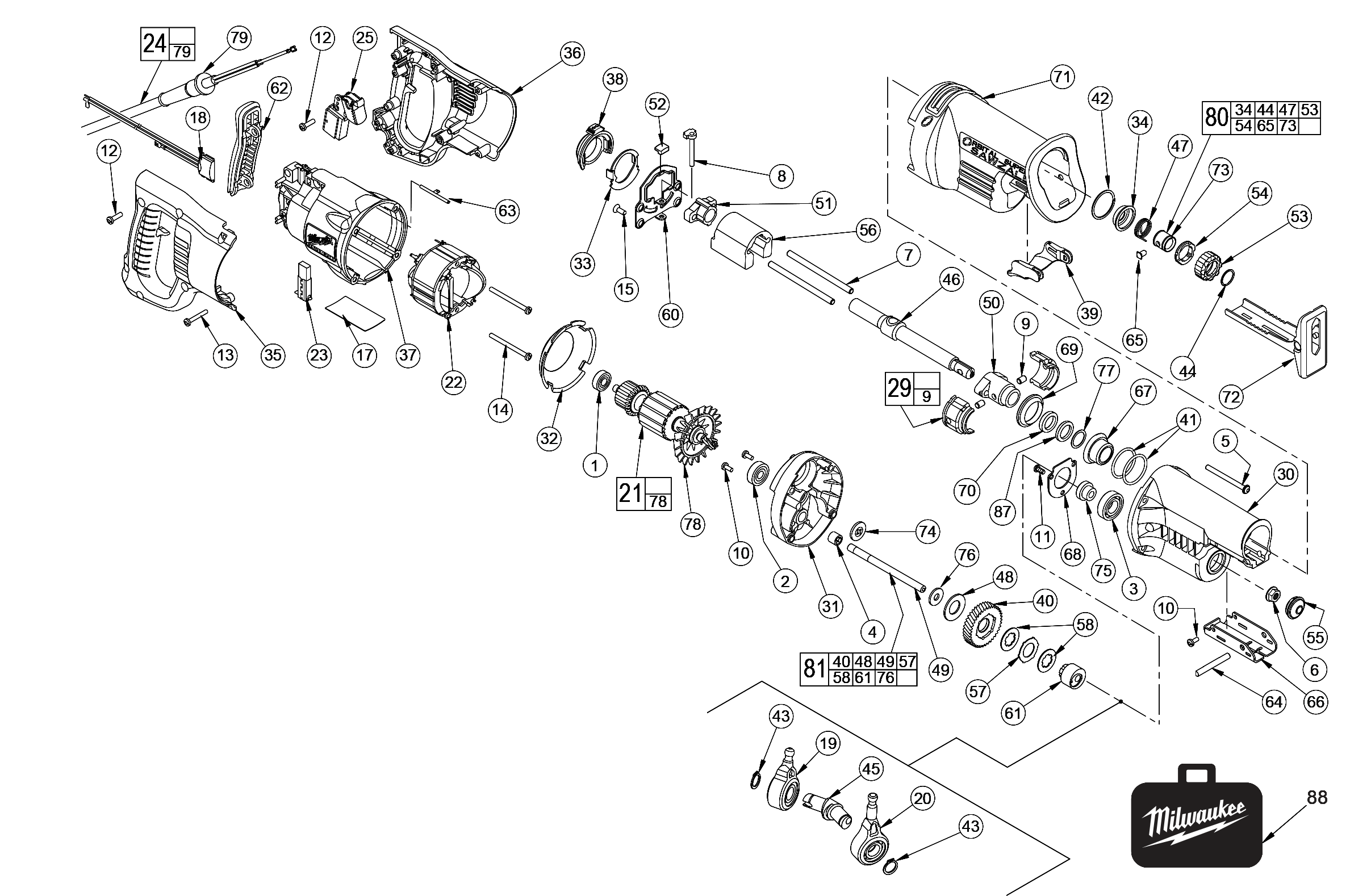 Makita discount sawzall parts