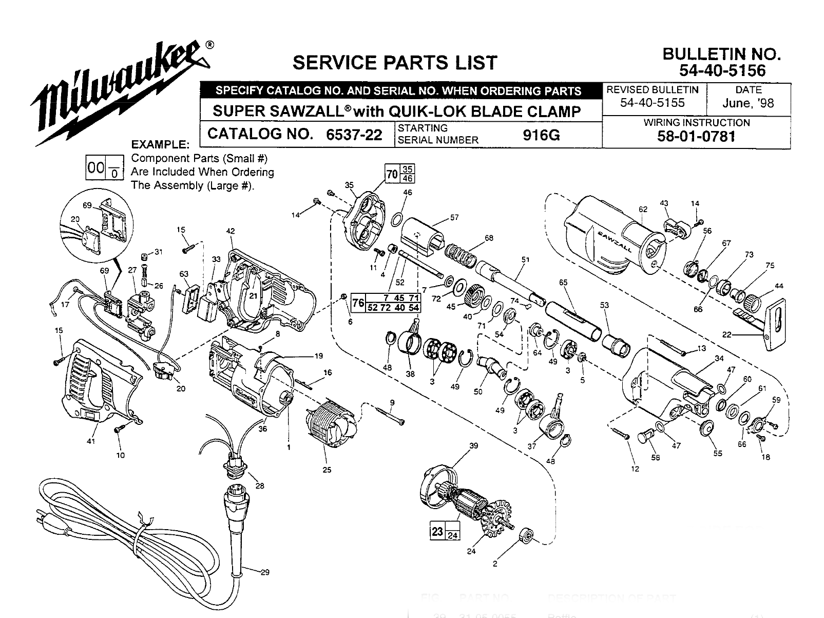 Milwaukee 653722_916G Super Sawzall With QuikLok Blade Clamp Model