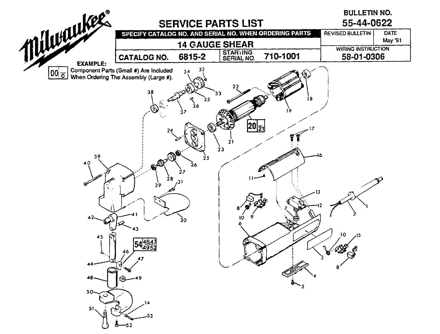 Milwaukee 6815-2_710-1001 14 Gauge Electric Shear | Model Schematic ...