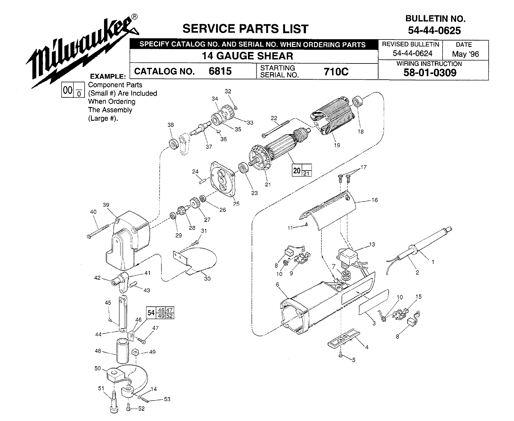 Milwaukee 6815_710C 14 Gauge Shear | Model Schematic Parts Diagram ...