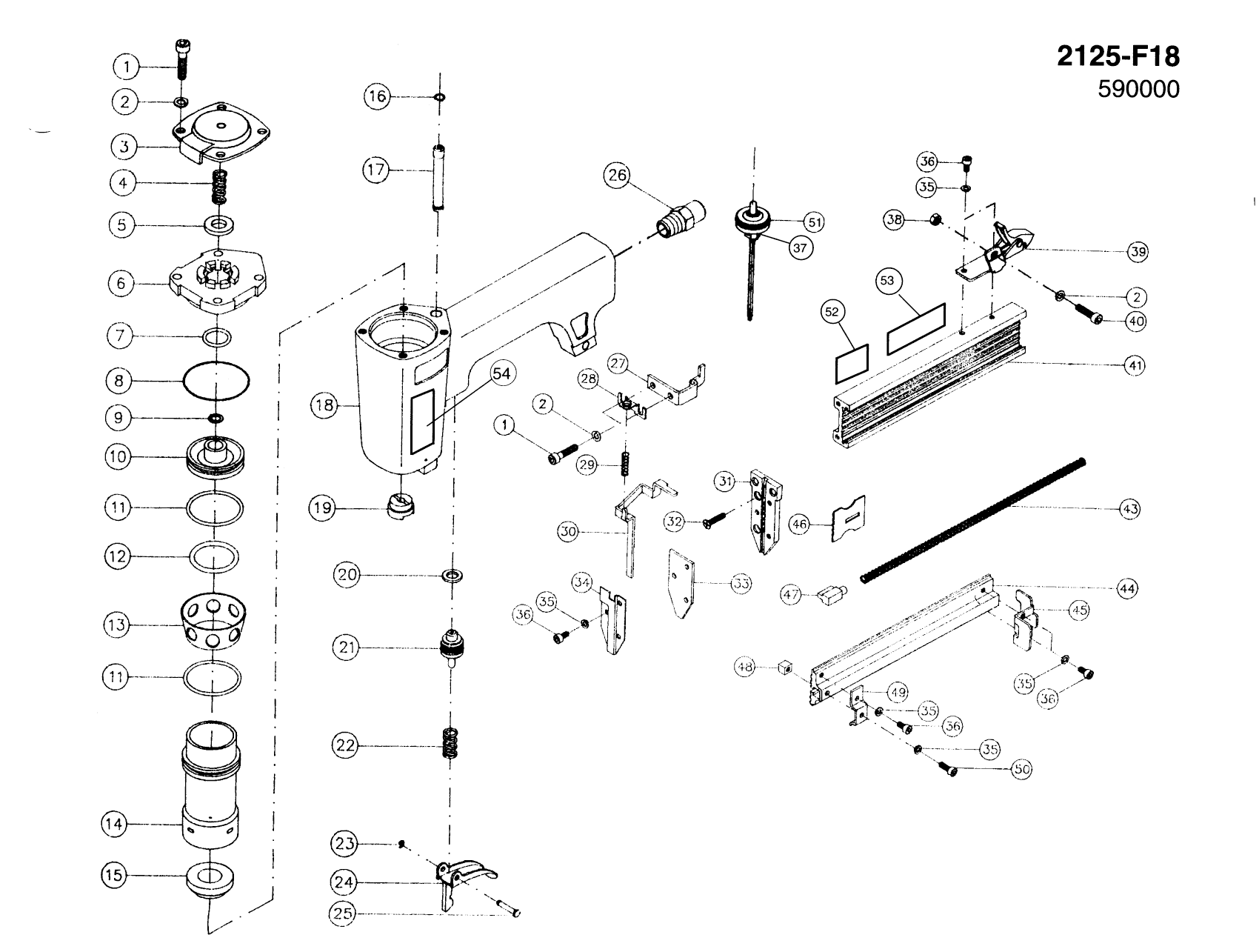 Paslode 2125-F18 Finish Nailer | Model Schematic Parts ...