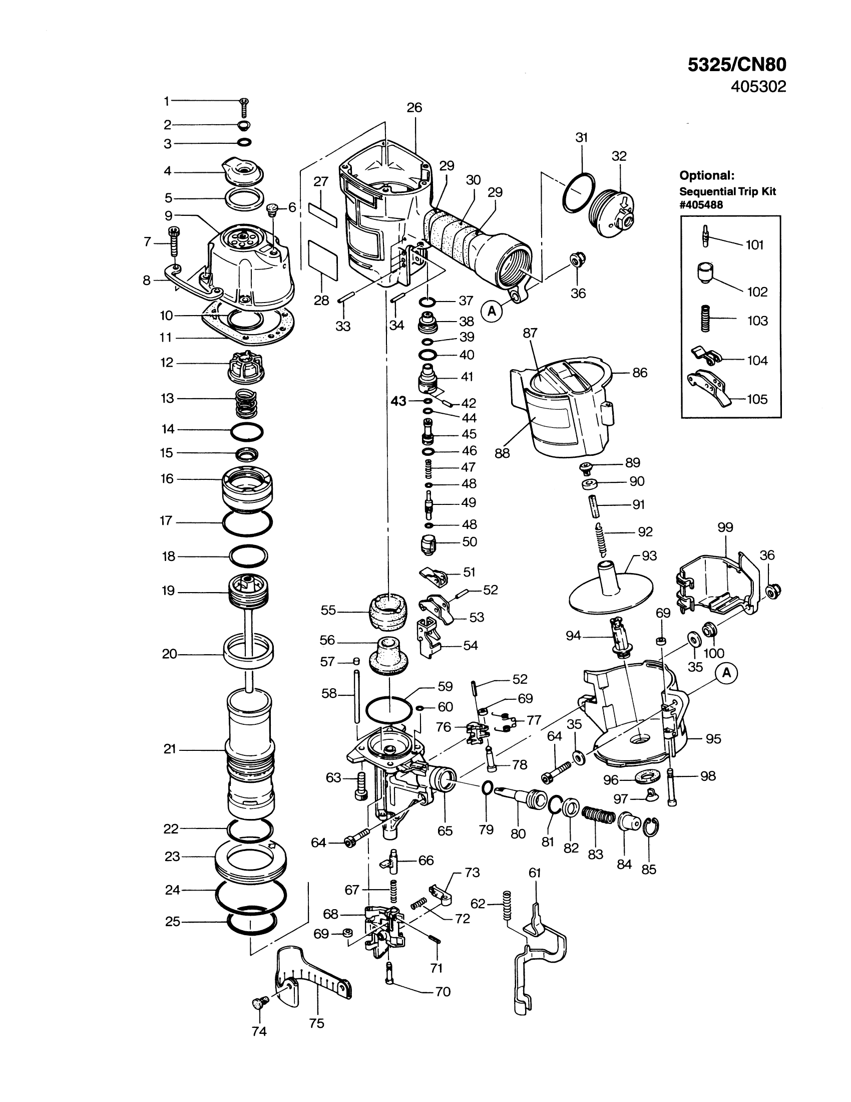 Paslode 5325-Cn80 Pneumatic Coil Nailer | Model Schematic Parts Diagram ...