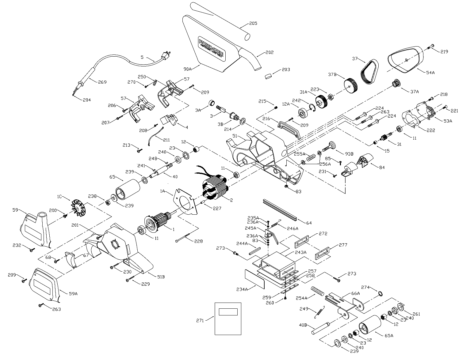 PorterCable 362_Type_3 Belt Sander Model Schematic Parts Diagram