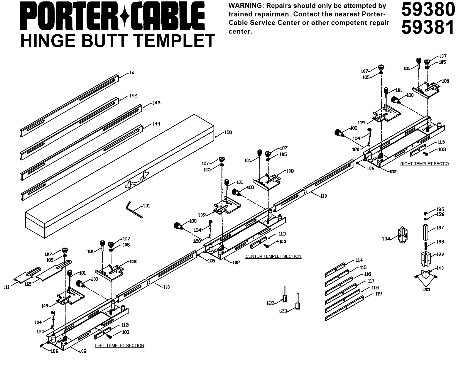 PorterCable 59381 Hinge Butt Template Kit Model Schematic Parts PorterCable 59381 Hinge Butt Template Kit Model Schematic Parts