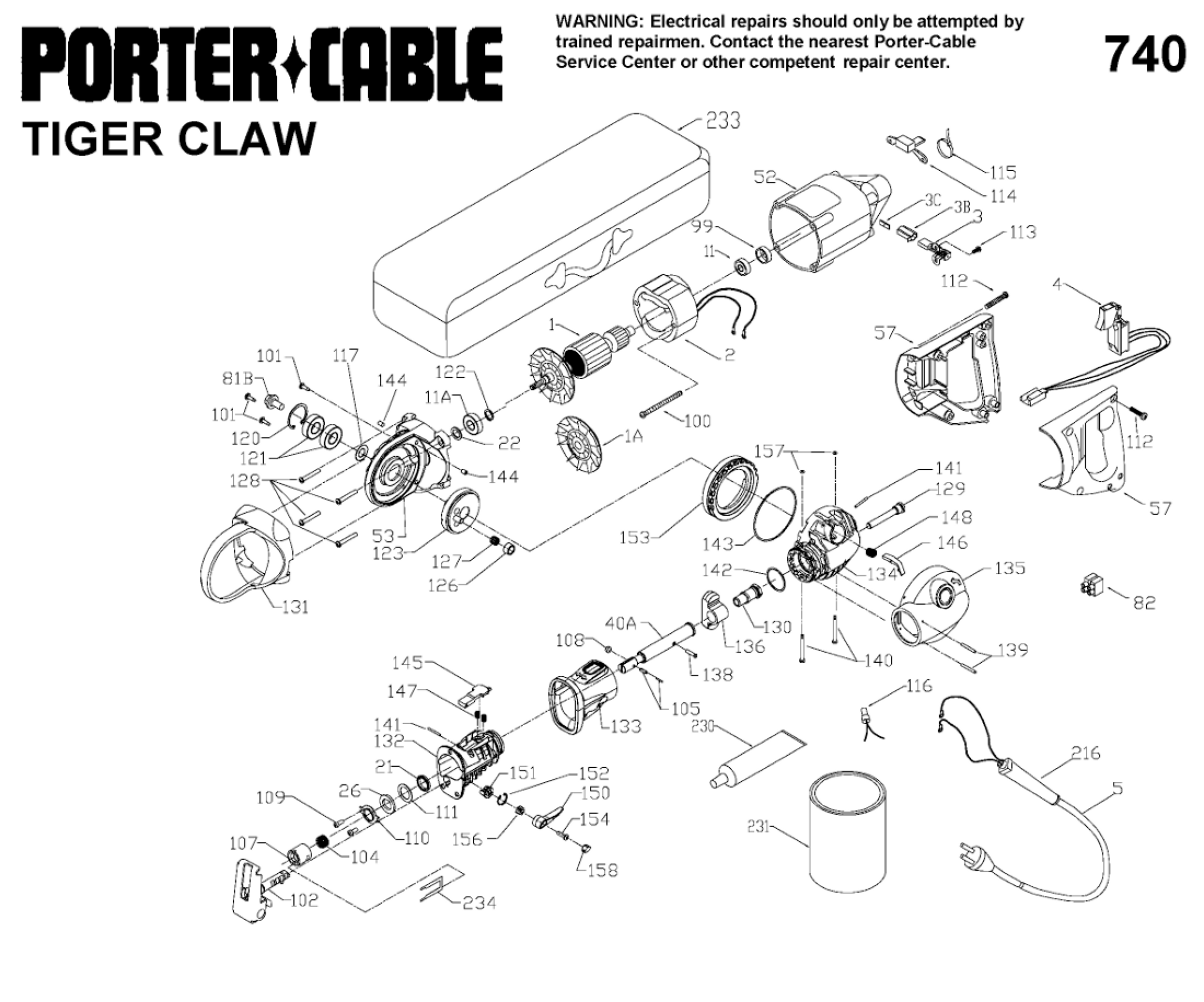 porter cable table saw parts