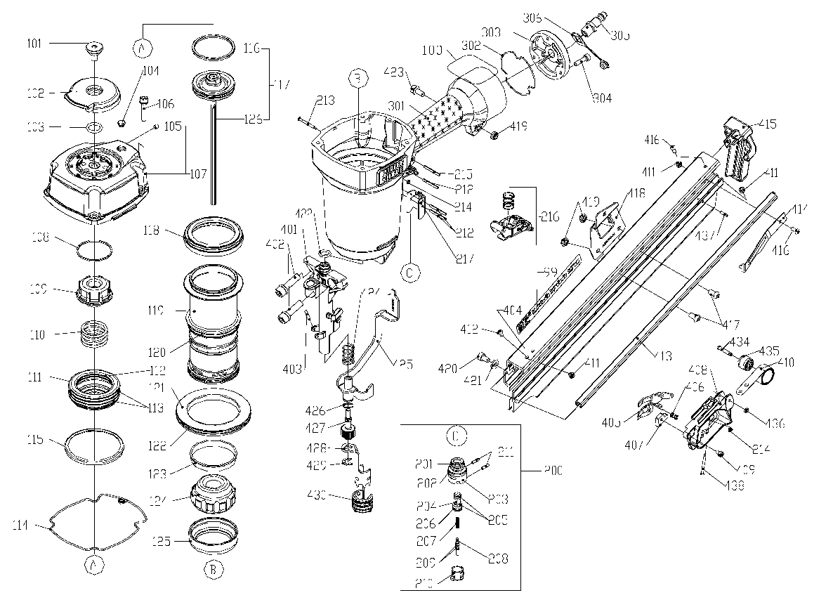 Porter Cable Fn250b Parts Diagram