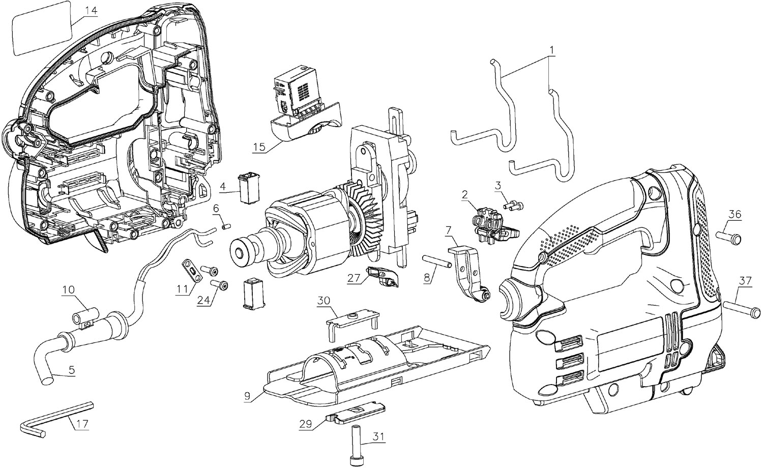 Porter-Cable Pce345 6.0 Amp Orbital Jigsaw | Model Schematic ...