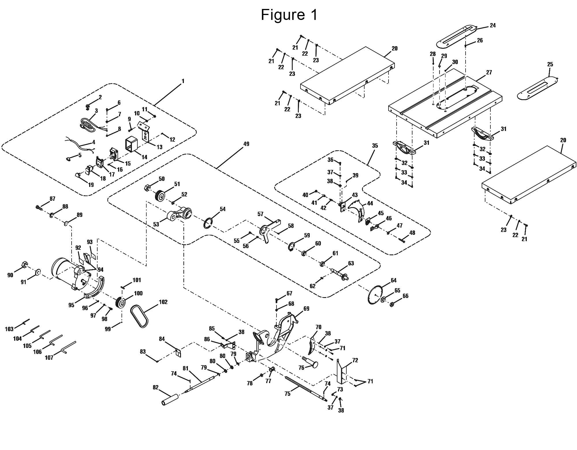 Ridgid R4512 10 Inch Table Saw Model Schematic Parts Diagram