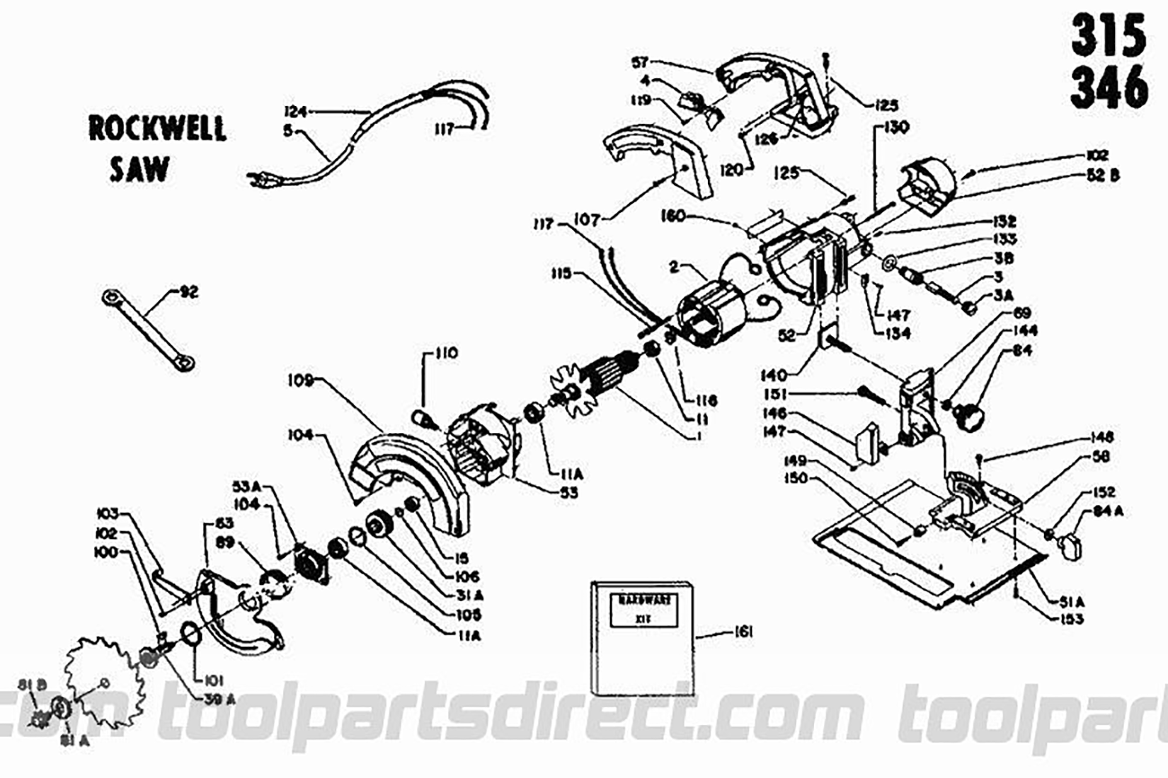 Rockwell 246 Rockwell Saw 315 346 Model Schematic Parts Diagram