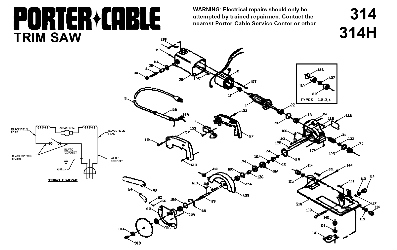 Rockwell 314 41/2In Trim Saw Model Schematic Parts Diagram —