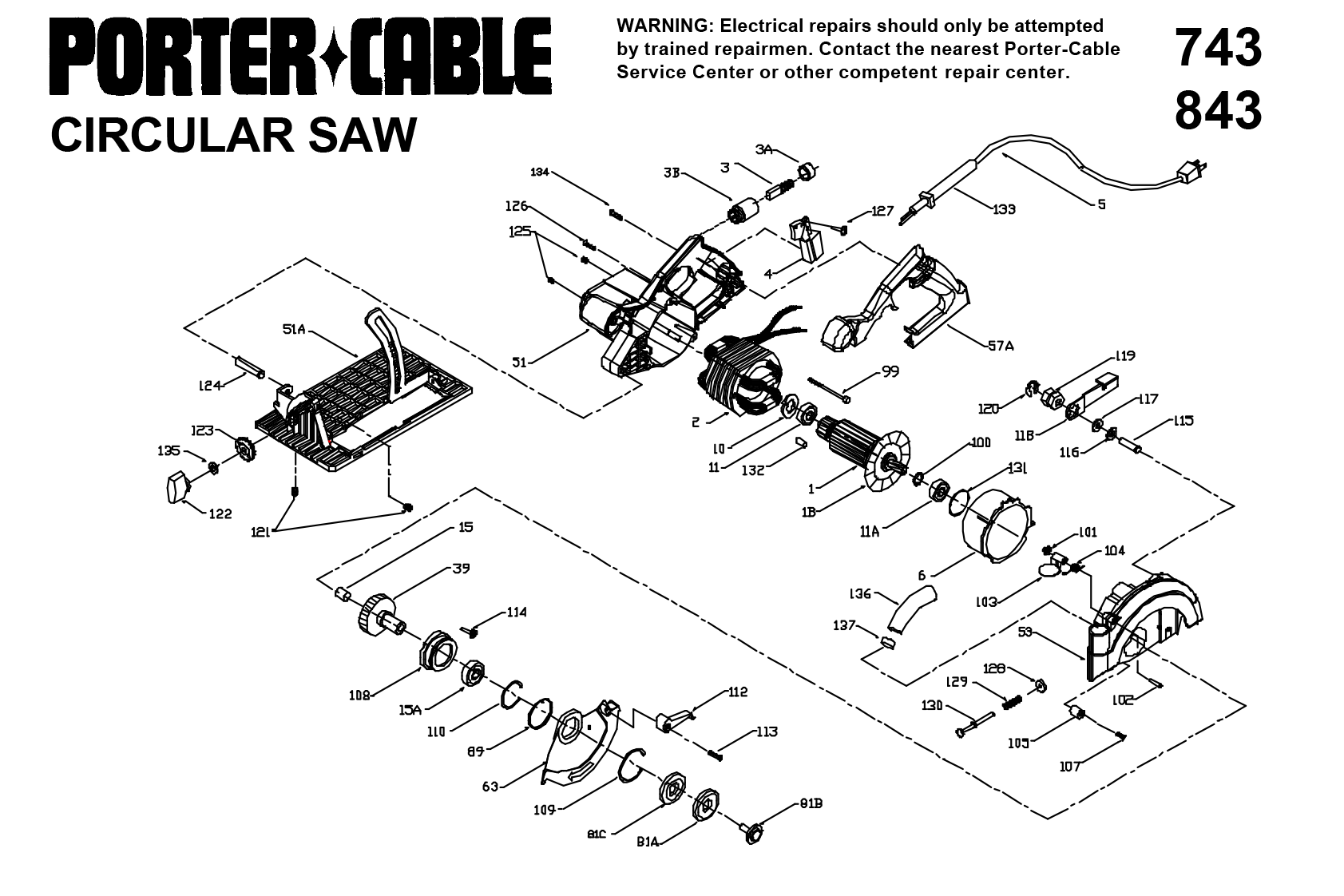 Rockwell 843 Circular Saw Model Schematic Parts Diagram —