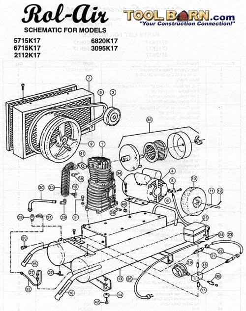 RolAir 2112K17 2 Hp Electric BeltDrive Air Compressor Model