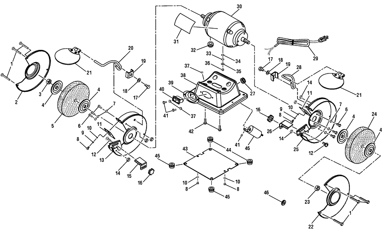 Ryobi Bg612G 6 Bench Grinder Model Schematic Parts Diagram