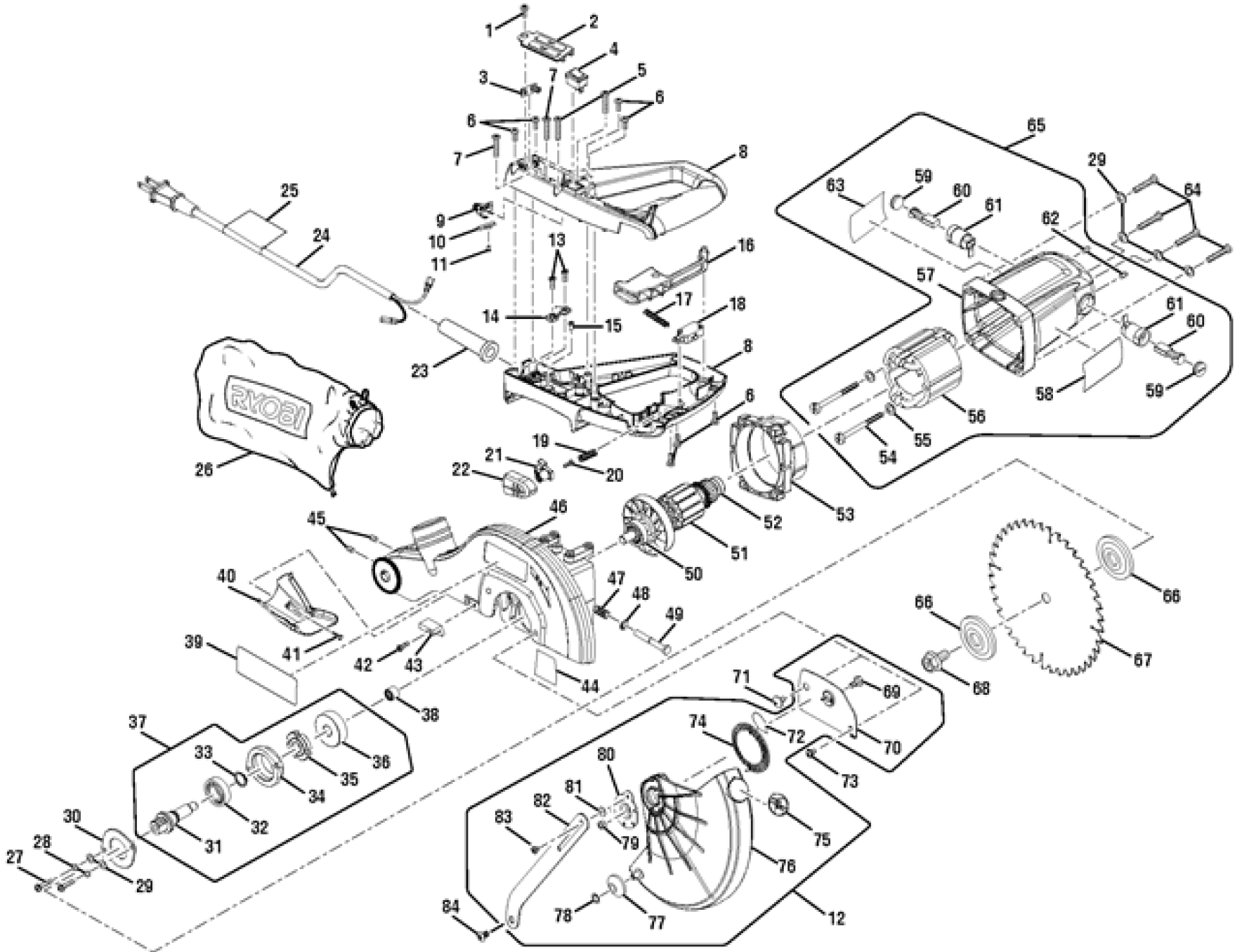 Ryobi Sliding Compound Miter Saw Parts Diagram | Reviewmotors.co