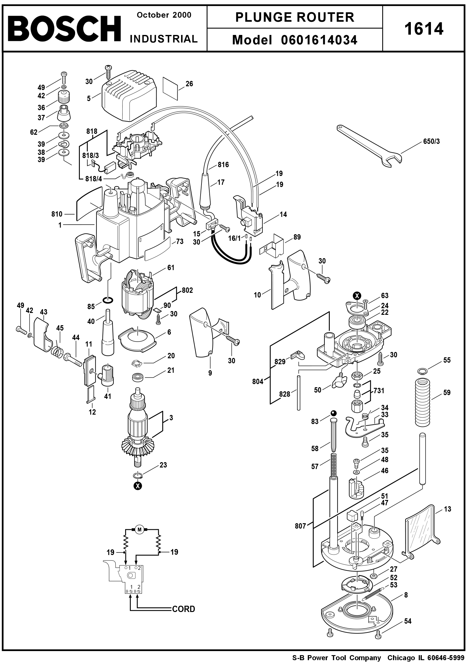 Skil 1614.034 Plunge Router (060 1614 034) | Model Schematic Parts ...