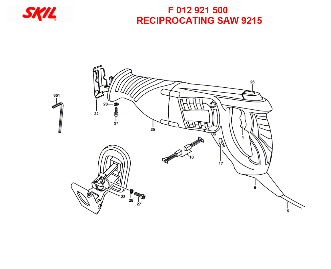 Skil 9215 F012921500 Reciprocating Saw 9215 Model Schematic