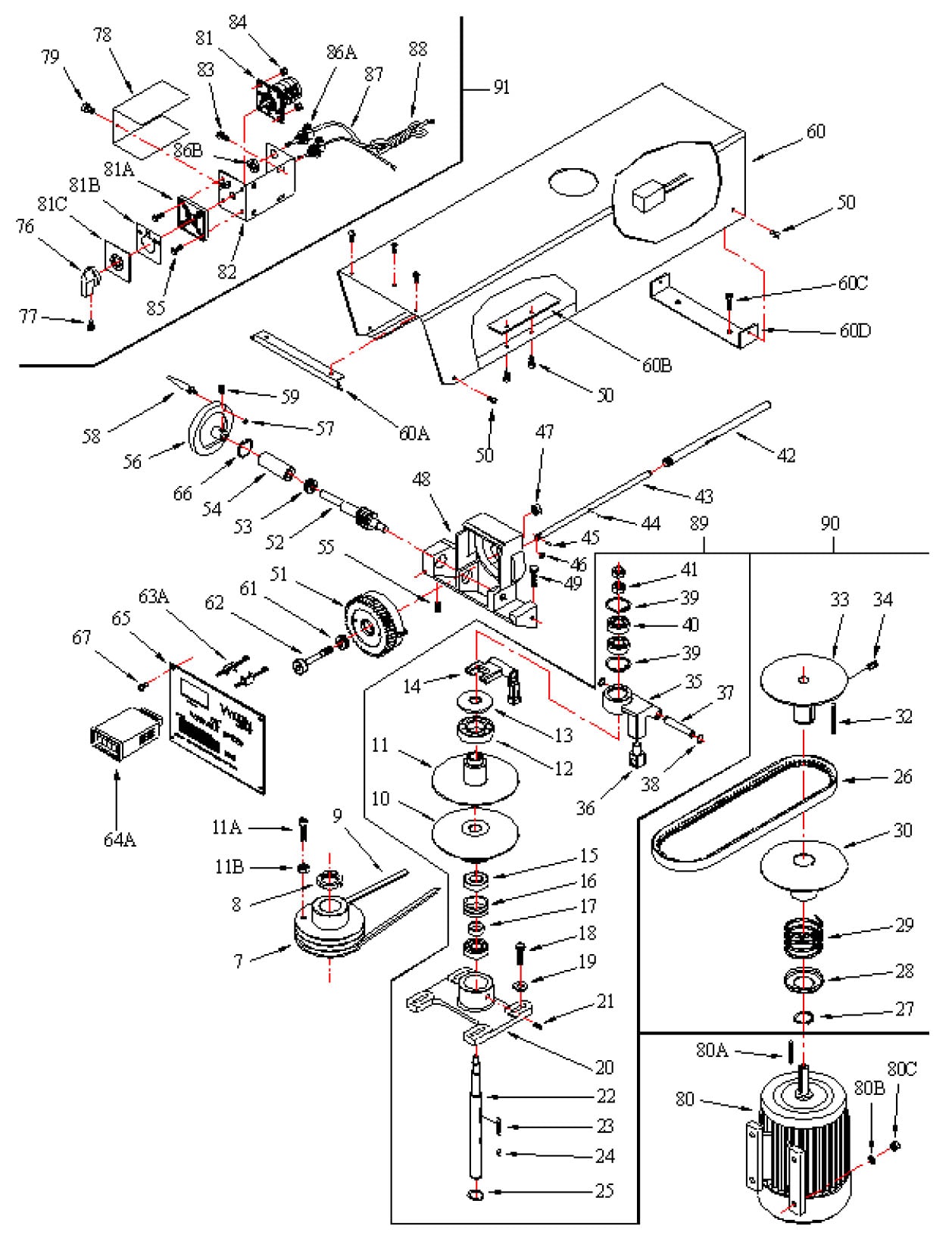Drill press parts diagram