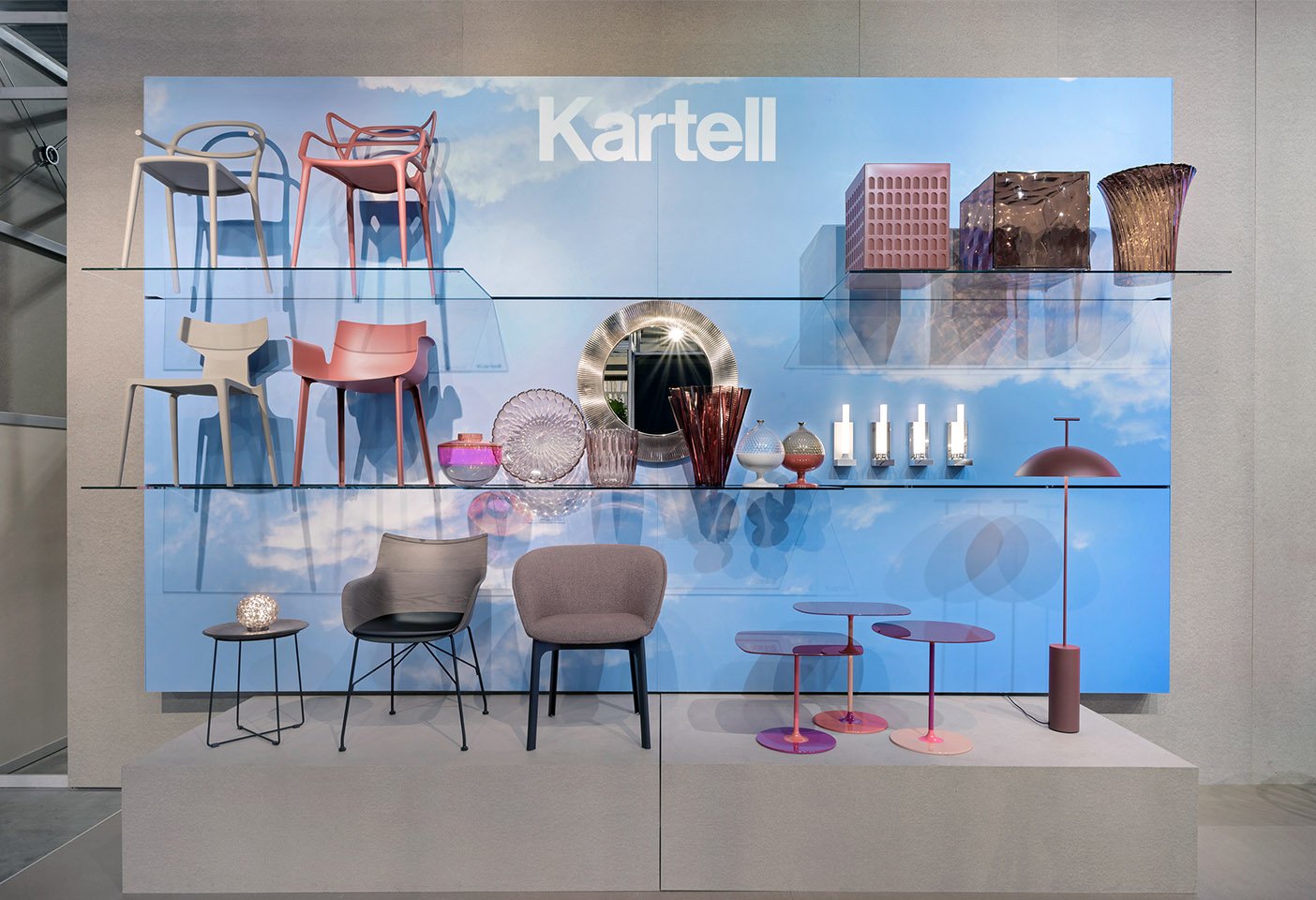 Kartell on show at 'Supersalone' in Rho, the main fairground and exhibition space curated by Stefano Boeri. Photo c/o Kartell. 