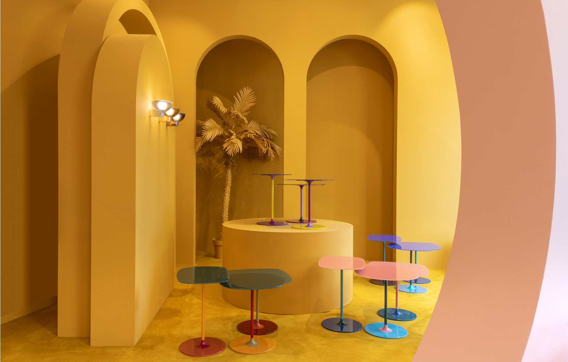 Piero Lissoni's colourful Thierry tables for Kartell. Photo c/o Kartell. 