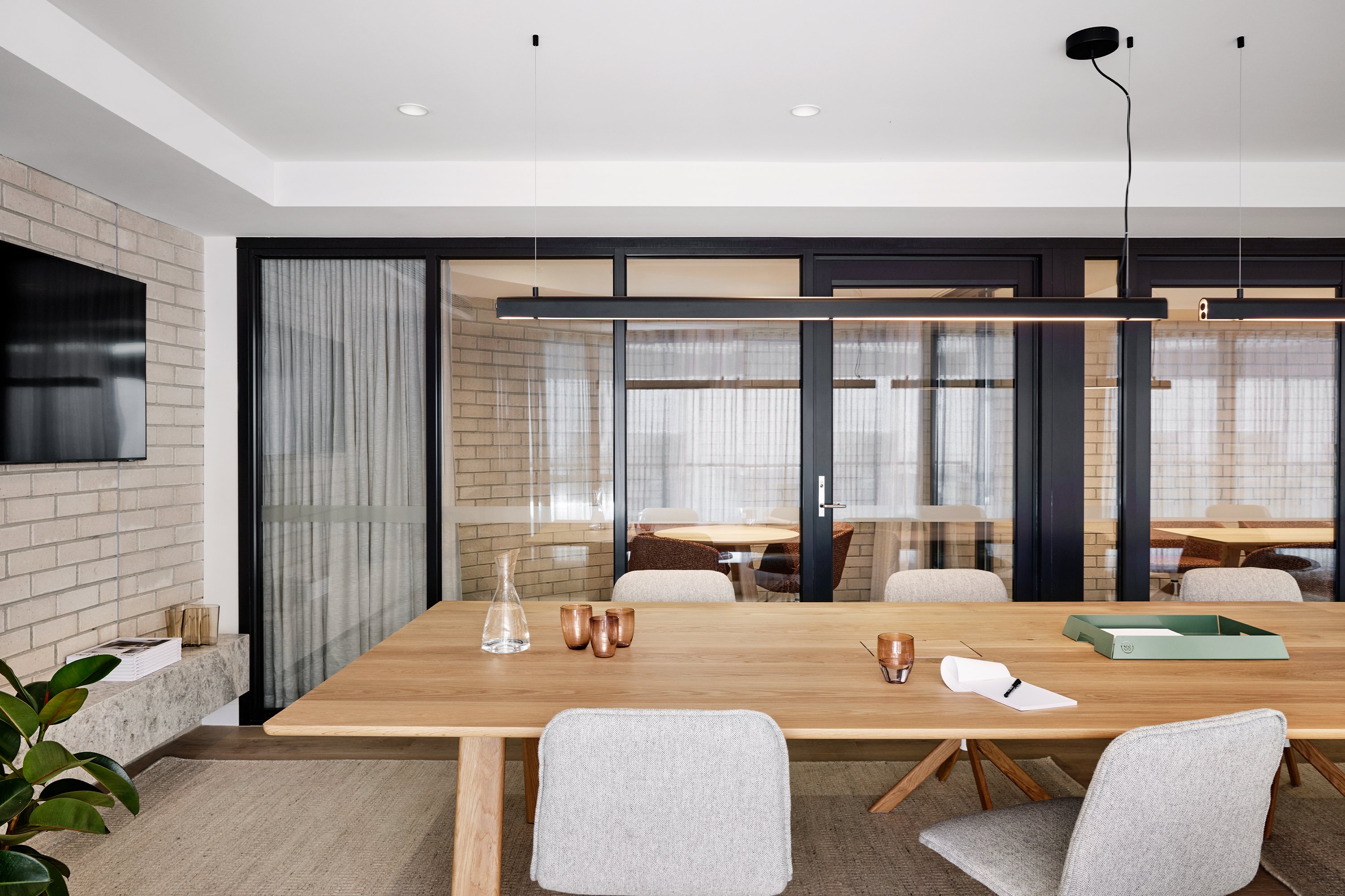 Flo Table Oak Natural and Mina Studio Chairs Timber Natural Kvadrat Maharam Hallingdal