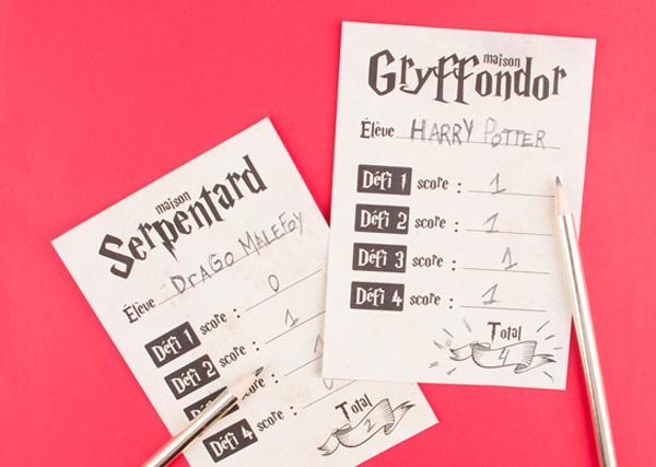Anniversaire Harry Potter : DIY gratuit pour créer des cartes de points