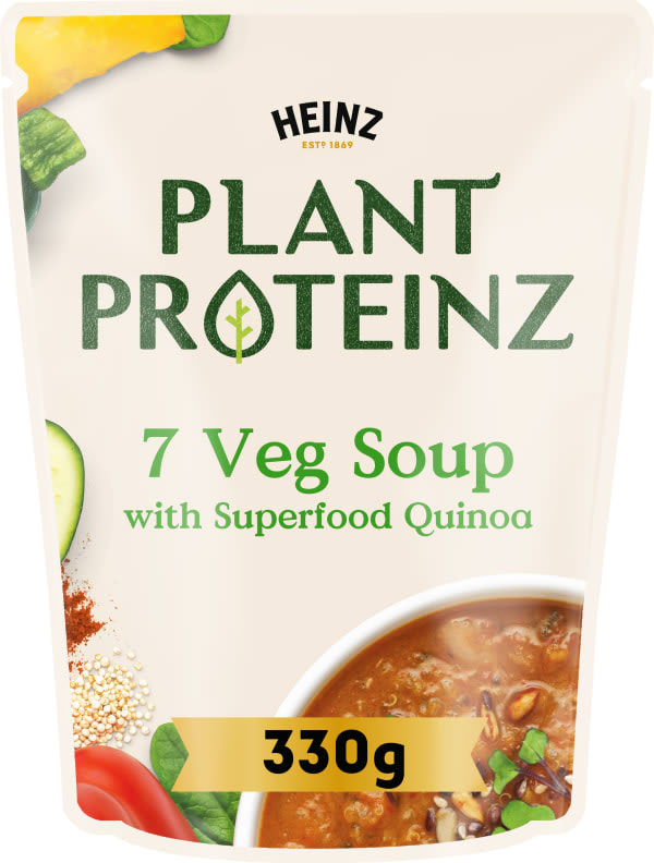 Photograph of 1 x 330g Heinz® Plant Proteinz 7 Veg with Superfood Quinoa Soup product