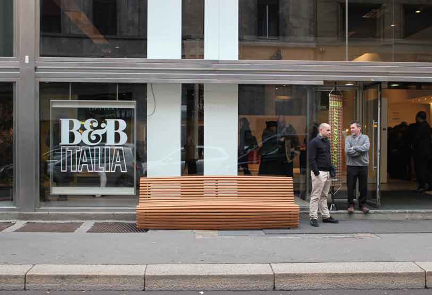 B&B Italia on via Durini during the Milan Furniture Fair. Photo c/o B&B Italia. 
