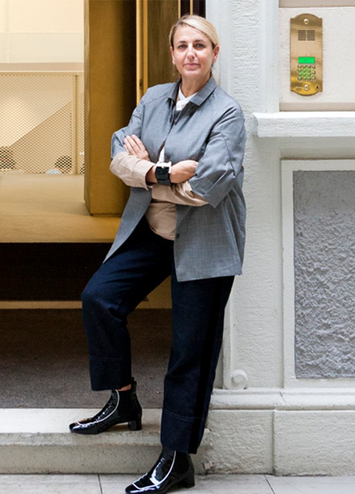 Designer Patricia Urquiola outside her Milan studio. Photo c/o Patricia Urquiola. 