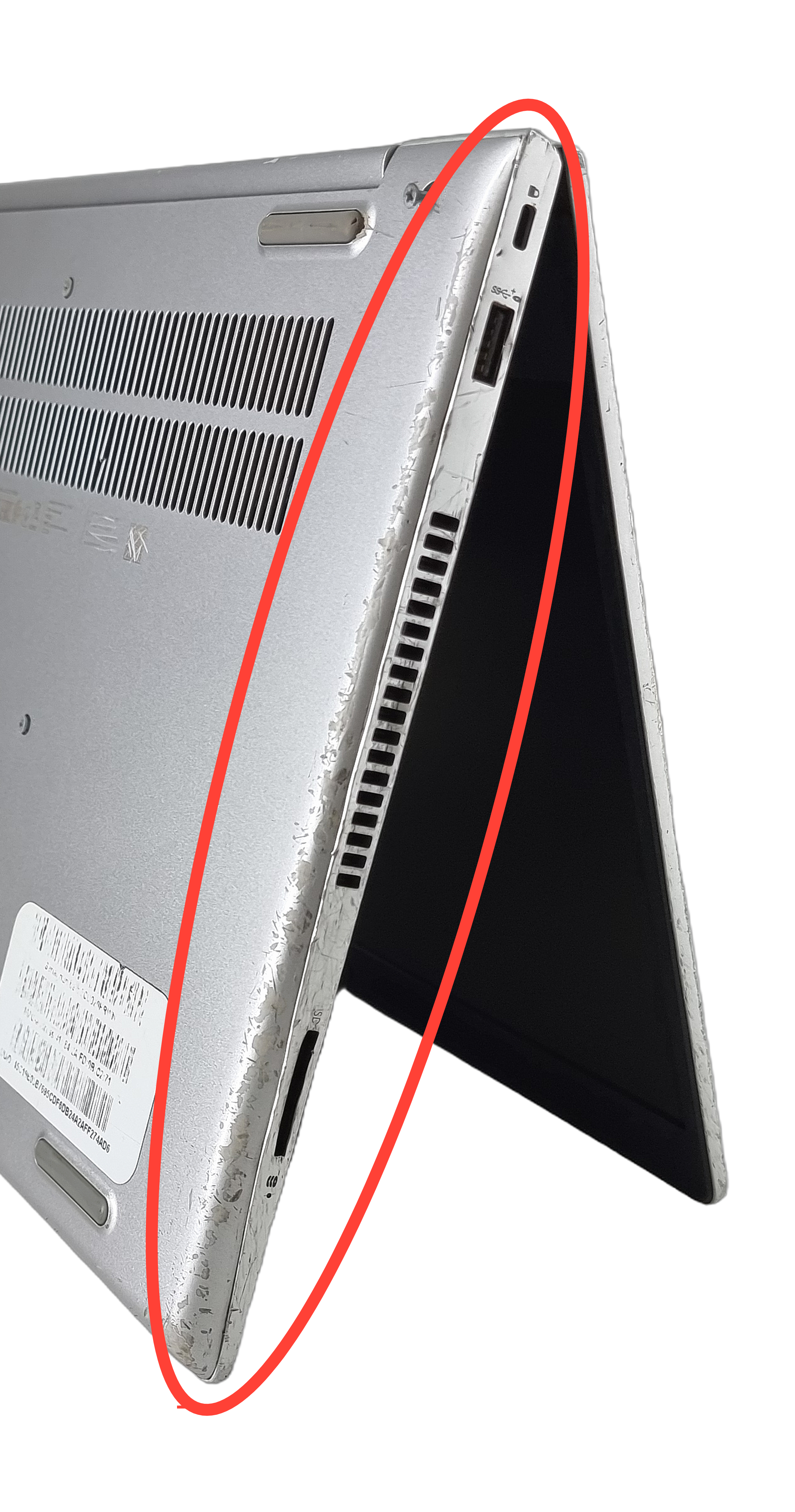 Device #2 :  left USB not working , the whole left side worn out