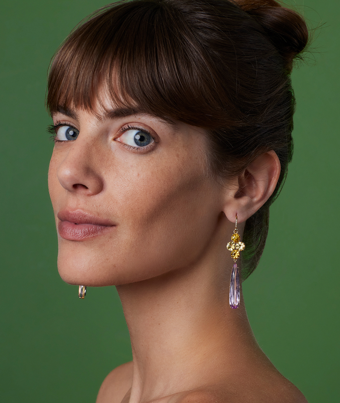 Our new Domino Drop Earrings feature quartets of dynamic yellow beryl and exquisite pear shaped kunzites.