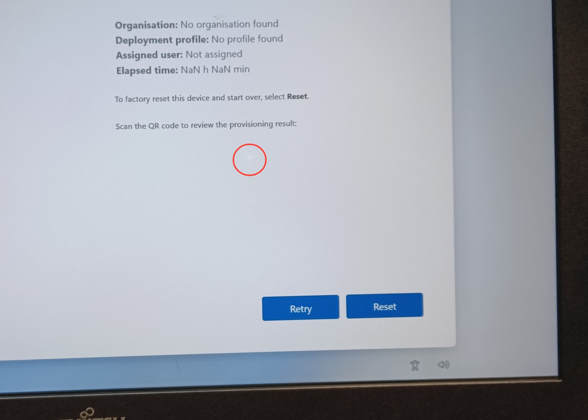 Device #1 - small white spot on the screen