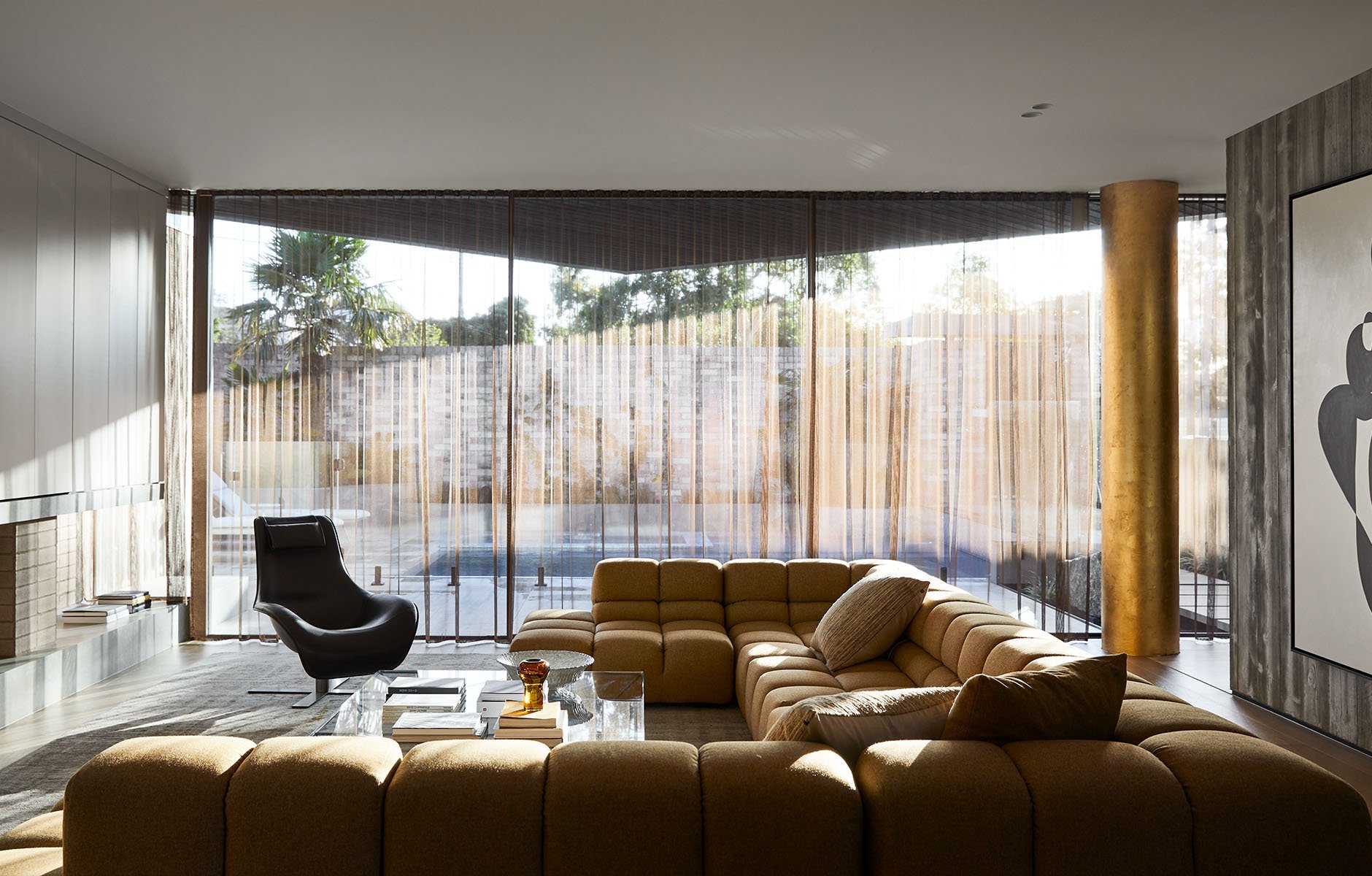 The Brighton Residence by Golden features the Tufty-Time Sofa, Alanda coffee table and the Mart armchair, all by B&B Italia. Photos c/o Golden.
