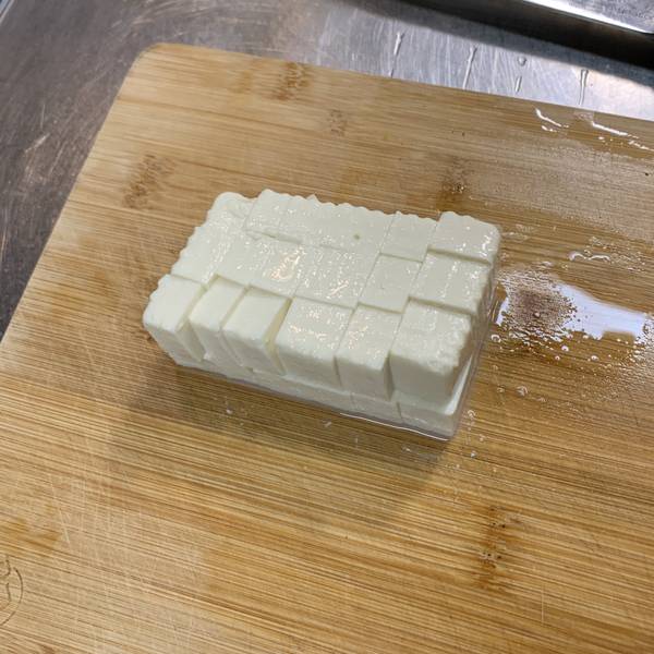 Cut up tofu 