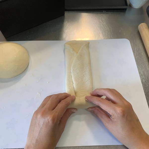 Folding the dough into thirds 