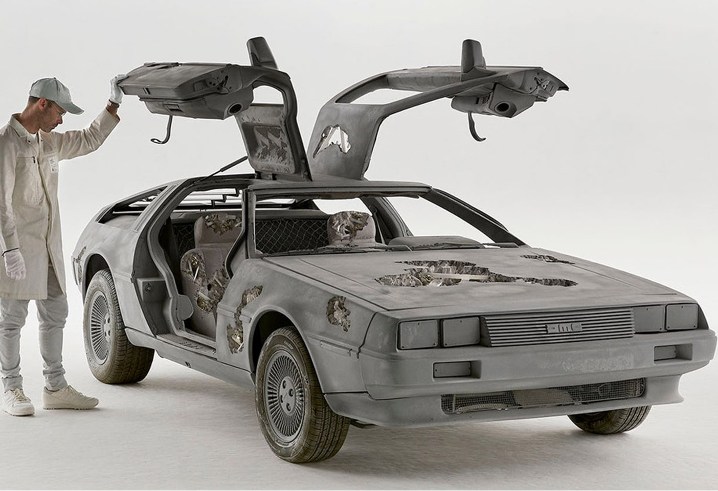 The 2018 installation 'Back to the Future' by artist Daniel Arsham is 'a showroom of relics' that includes a 1981 DeLorean. Photo c/o Saifuddin Johar.