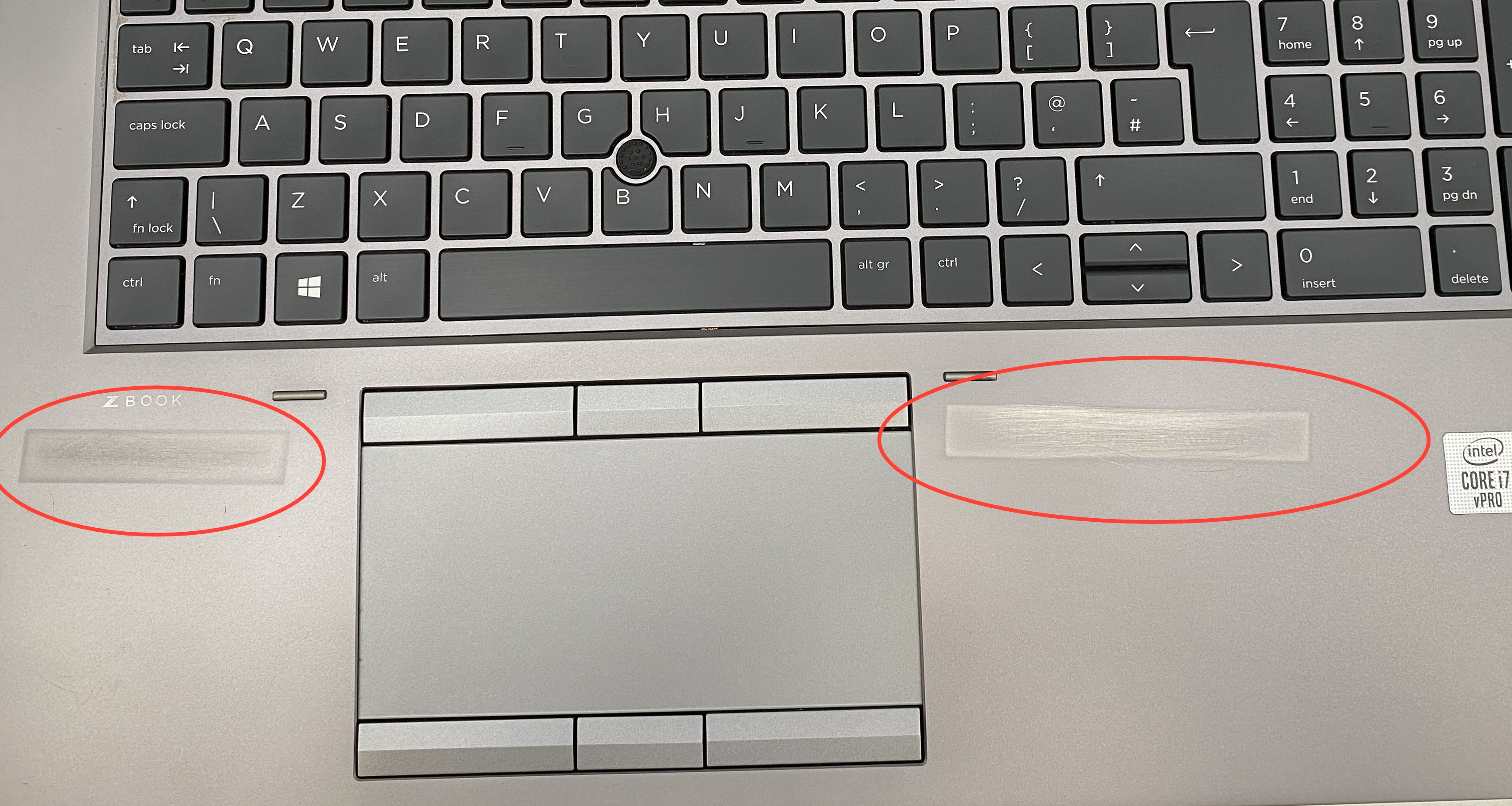 Device #1 - Damaged palm rest
