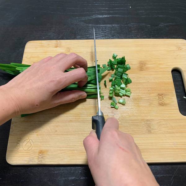 Chopping the Chinese chives