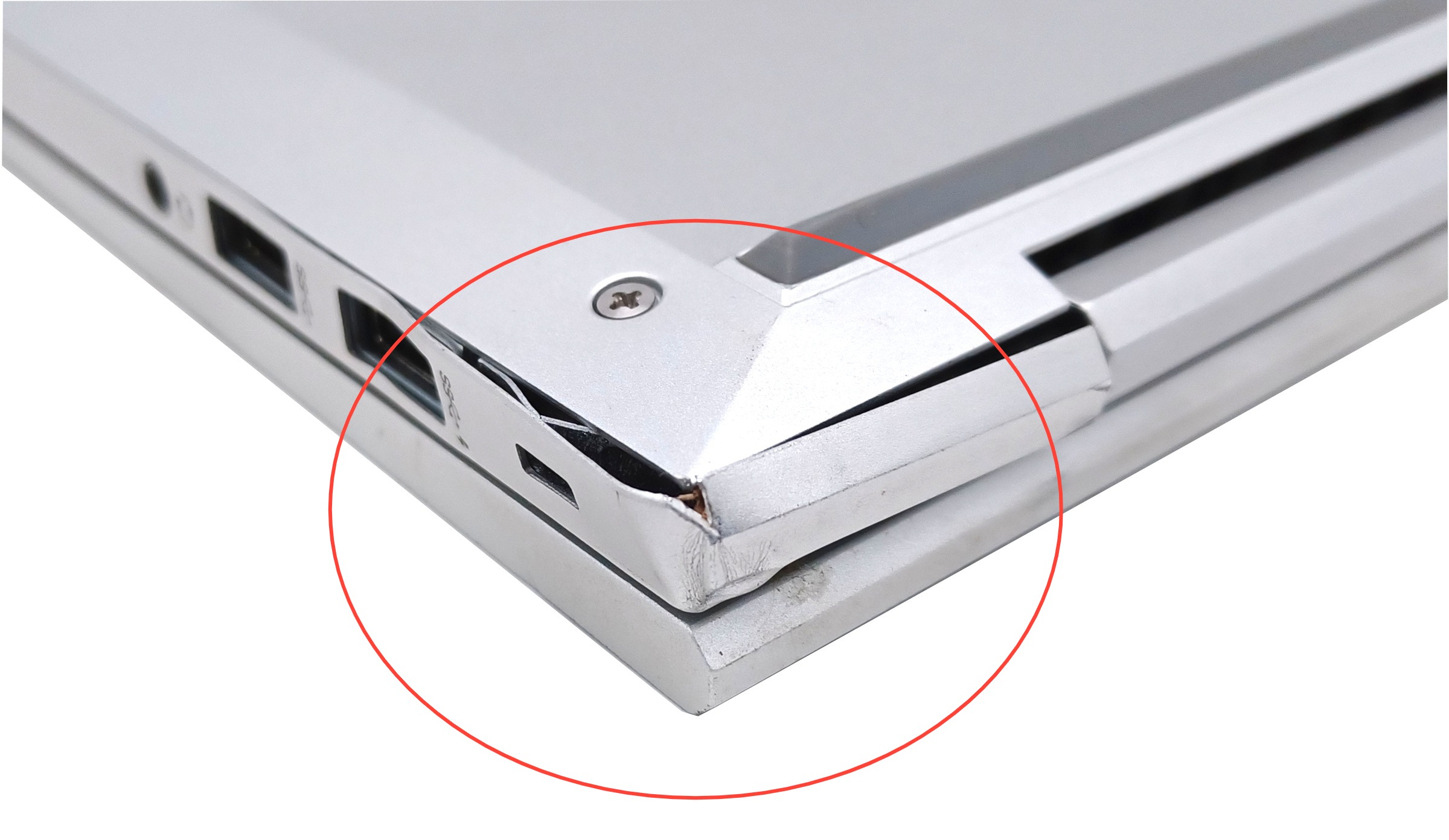 Device #2 - dented case (from below)