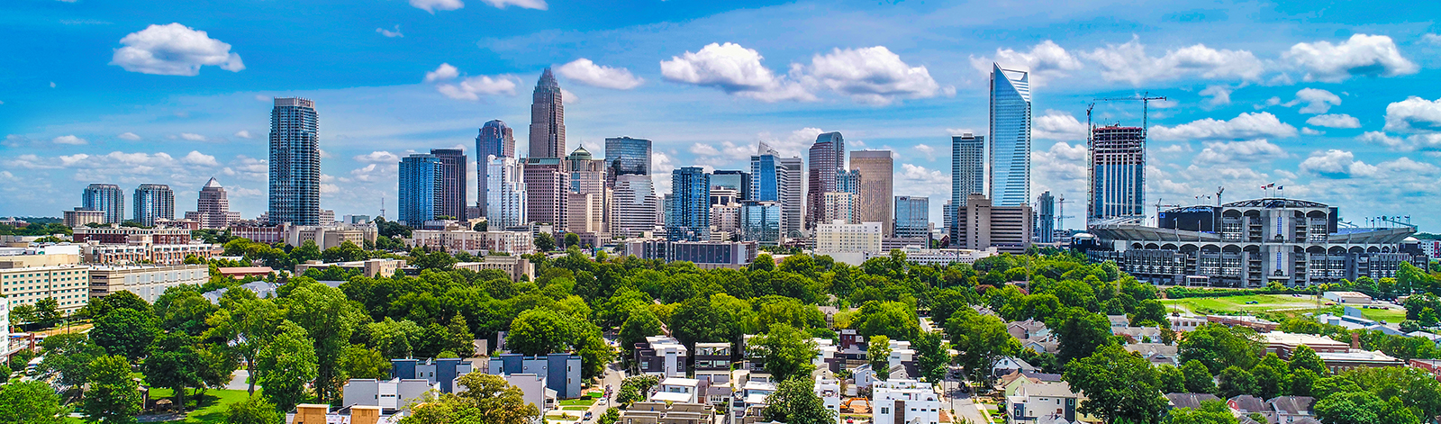 Aerial Skyline View of Downtown Charlotte, North Carolina