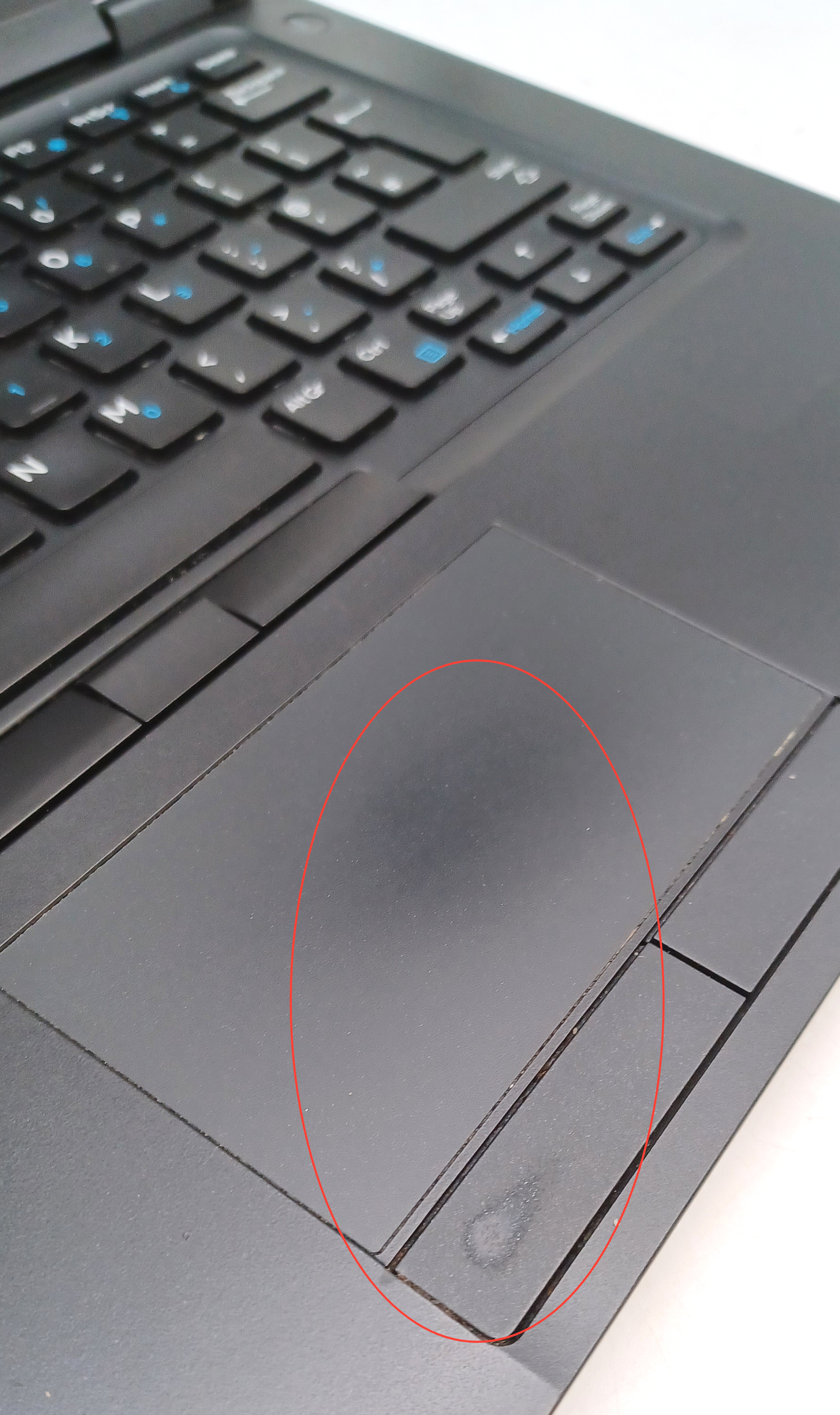 Device #1 - worn trackpad and left mouse button
