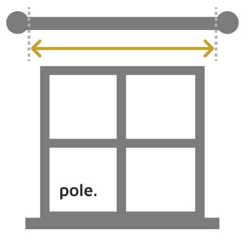 A graphic showing the correct area to cover when measuring the length of a curtain pole for made to measure eyelet curtains.