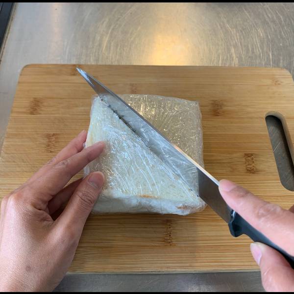 Cutting the sandwich in half diagonally