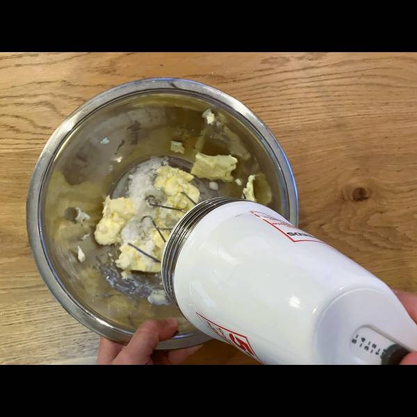 beating the butter and sugar together