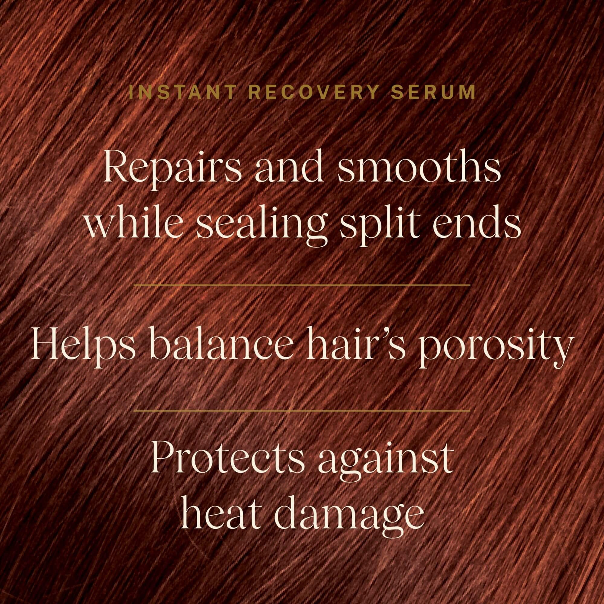 JVN Instant Recovery Serum hair style primer repairs and smooths hair while sealing split ends; helps balance hair's porosity; protects against heat damage
