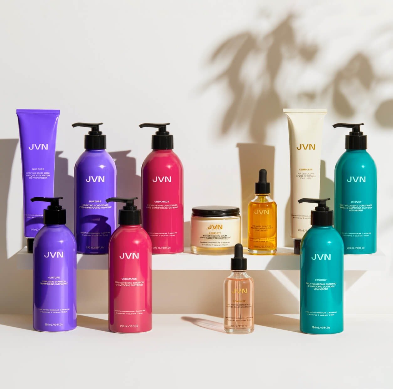 JVN complete collection of hair stylers and treatments with shampoos and conditioners