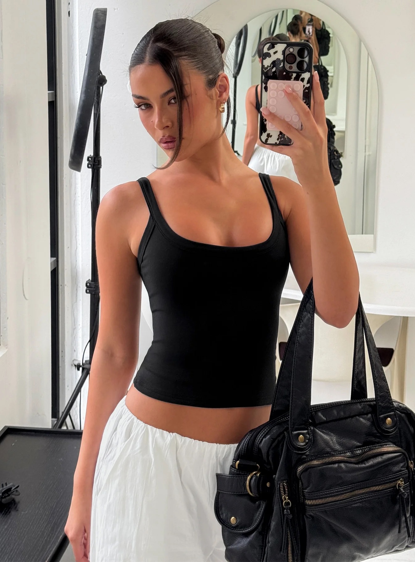 Casual Summer Date Outfits - Princess Polly Black Cinched Longline Tank Top
