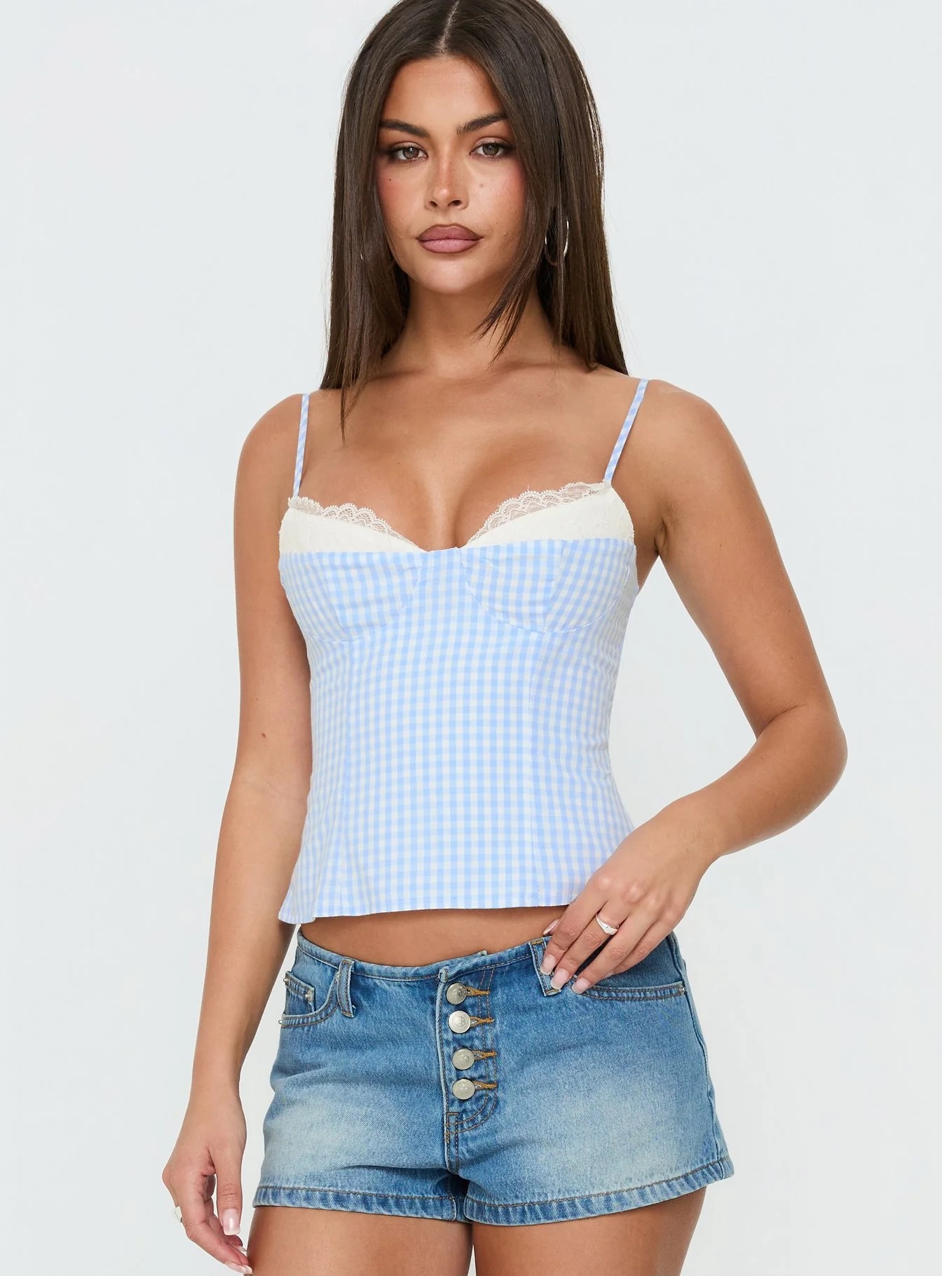 Summer Concerts or Festivals Date Outfit - Princess Polly Waistband Micro Denim Shorts